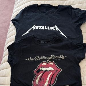 Metallica and Rolling Stones Kids Black T-Shirts
